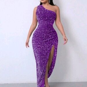 Elegant Purple One-Shoulder Dress